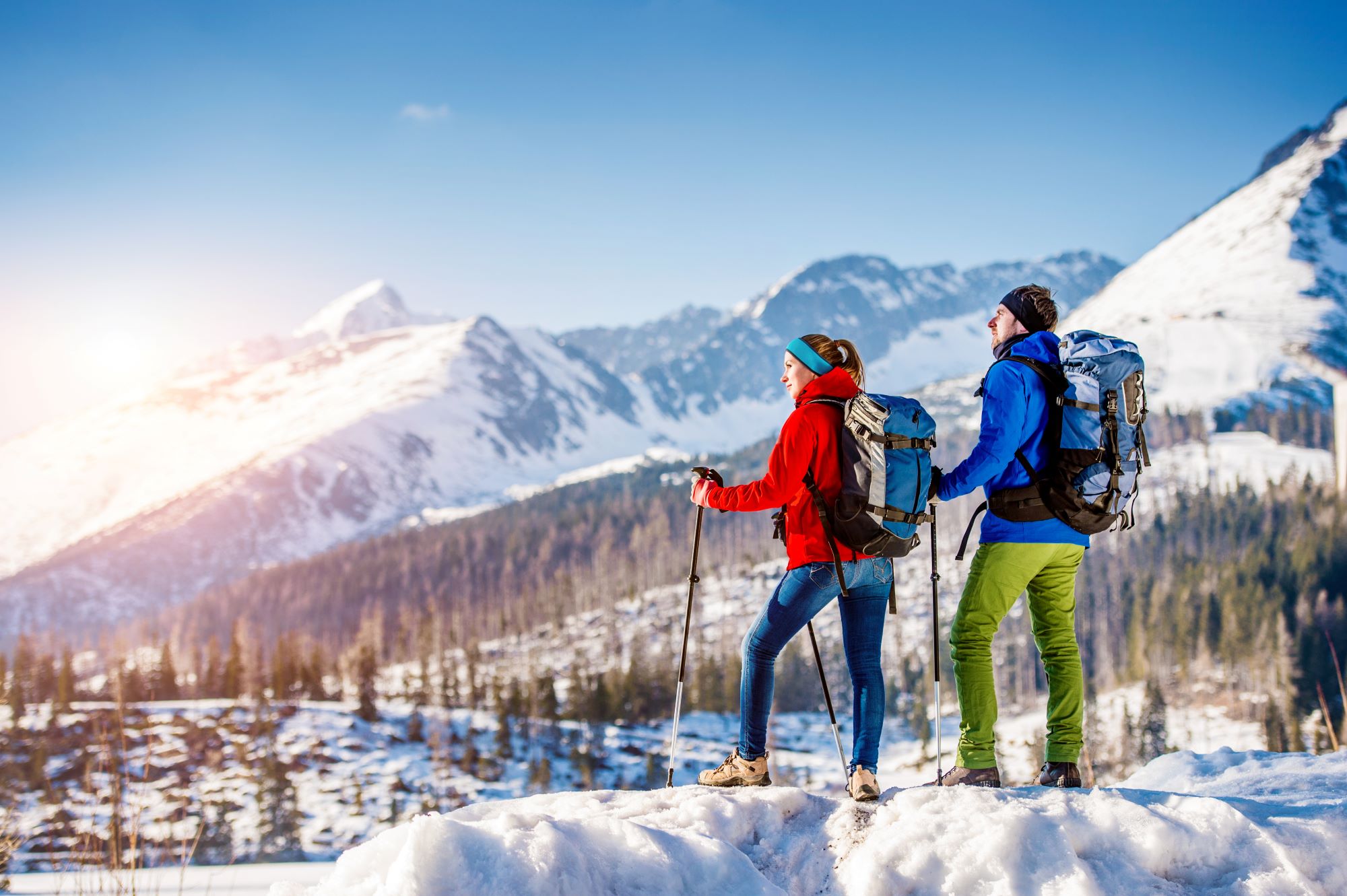 Hiking in the snow.